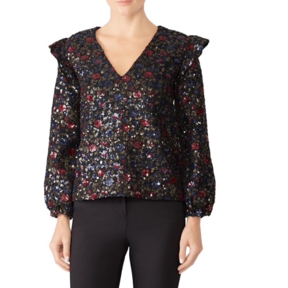 Hunter Bell Size 10 Spangled Floral Blake sequin Top